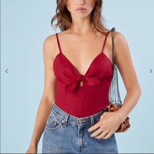 Reformation red front tie linen red top size small